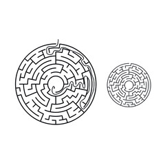 Vector Square Maze - Labyrinth with Included Solution in Balck & Red. Funny & Educational Mind Game for Coordination, Problems Solving, Decision Making Skills Test.