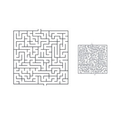 Vector Square Maze - Labyrinth with Included Solution in Balck & Red. Funny & Educational Mind Game for Coordination, Problems Solving, Decision Making Skills Test.