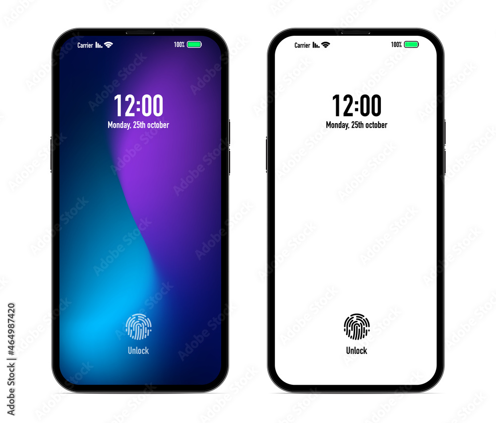 Aufkleber smartphone lock screen with modern frameless design - realistic highest quality vector format