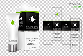 Box design, die-stamping. Vector template