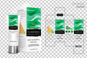 Box design, die-stamping. Vector template