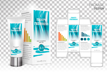 Box design, die-stamping. Vector template
