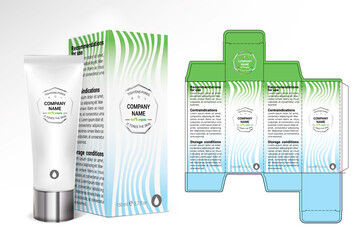 Box design, die-stamping. Vector template