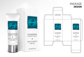 Box design, die-stamping. Vector template