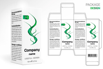 Box design, die-stamping. Vector template