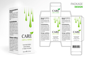 Box design, die-stamping. Vector template