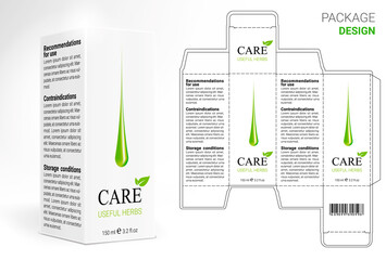 Box design, die-stamping. Vector template