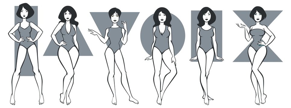 Women body shape, figure types and forms vector