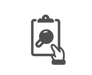 Inspect icon. Clipboard research sign. Verification file symbol. Classic flat style. Quality design element. Simple inspect icon. Vector