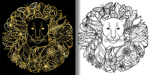 Panther and Plants Tropical prints set