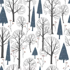 Seamless pattern with hand drawn winter. Stylish illustration, perfect for winter wrapping paper or fabric.