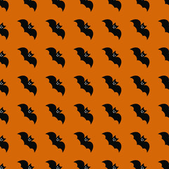 Vector seamless pattern with bat. Creative design with bat on the orange background. Vector illustration. Textile pattern, print pattern