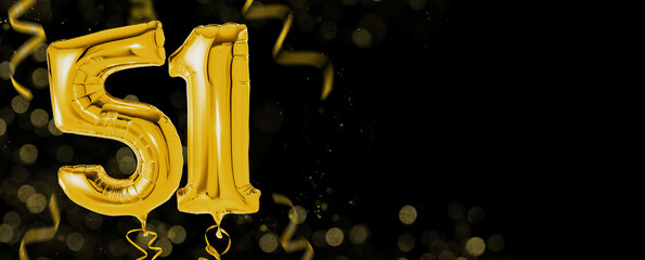 Golden balloons with copy space - Number 51 - obrazy, fototapety, plakaty