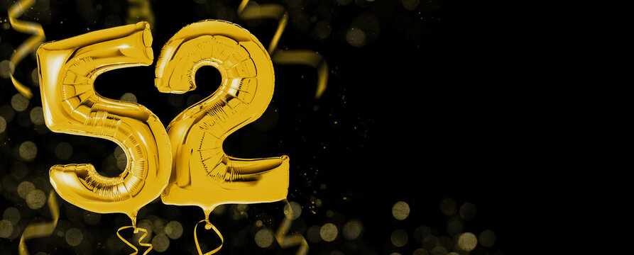Golden balloons with copy space - Number 52