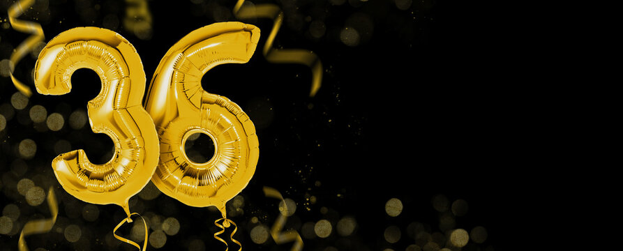 Golden balloons with copy space - Number 36