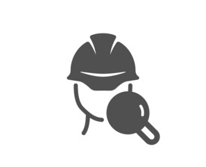 Inspect icon. Builder quality sign. Constructor verification symbol. Classic flat style. Quality design element. Simple inspect icon. Vector