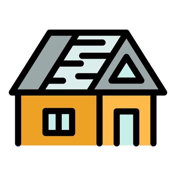 House With An Unfinished Roof Icon. Outline House With An Unfinished Roof Vector Icon Color Flat Isolated