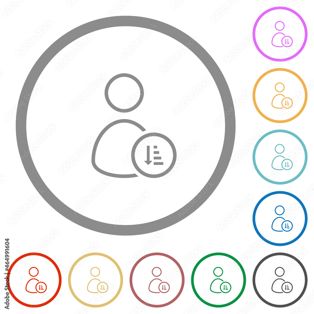Poster user sort ascending outline flat icons with outlines