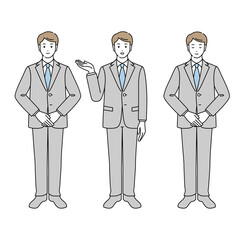 スーツを着た色々なポーズの男性