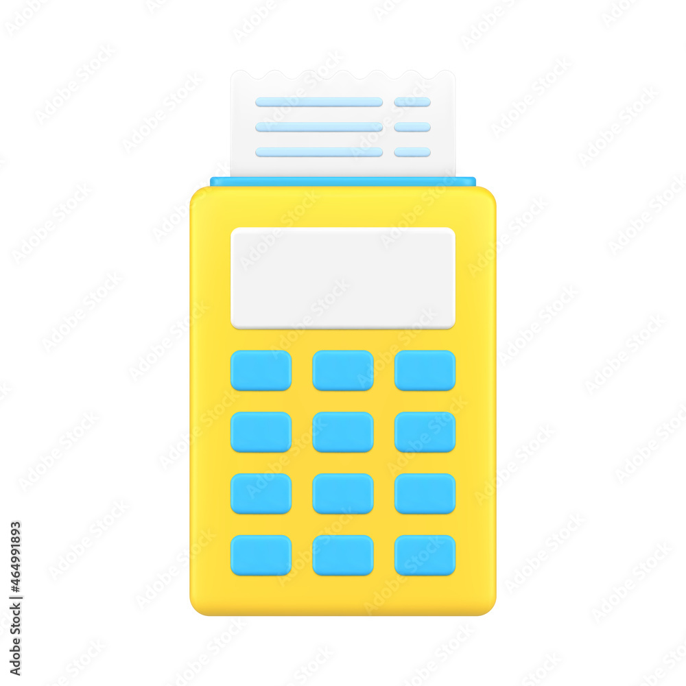 Poster digital terminal for issuing checks 3d icon vector illustration