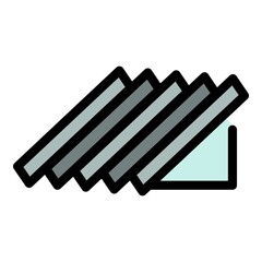 Part of the gable roof icon. Outline part of the gable roof vector icon color flat isolated