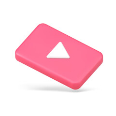 Pink play button 3d icon vector illustration