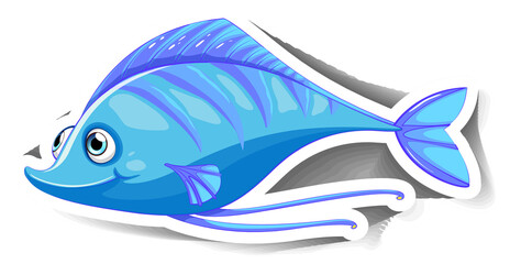 Sea Animal Cartoon Sticker with Cute Fish