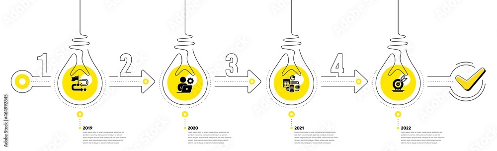 Poster business infographic timeline with 4 steps. workflow process diagram with journey path, working empl