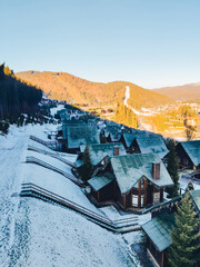 Fototapeta na wymiar ski resort in winter mountains