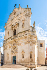 View at the Cathedral Basilica of San Martino at Plebiscit place in Martina Franca, Italy - obrazy, fototapety, plakaty