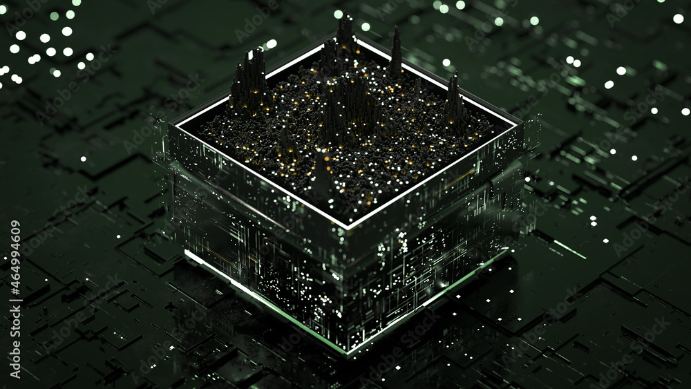 Poster spectral data analysis 3d rendering illustration