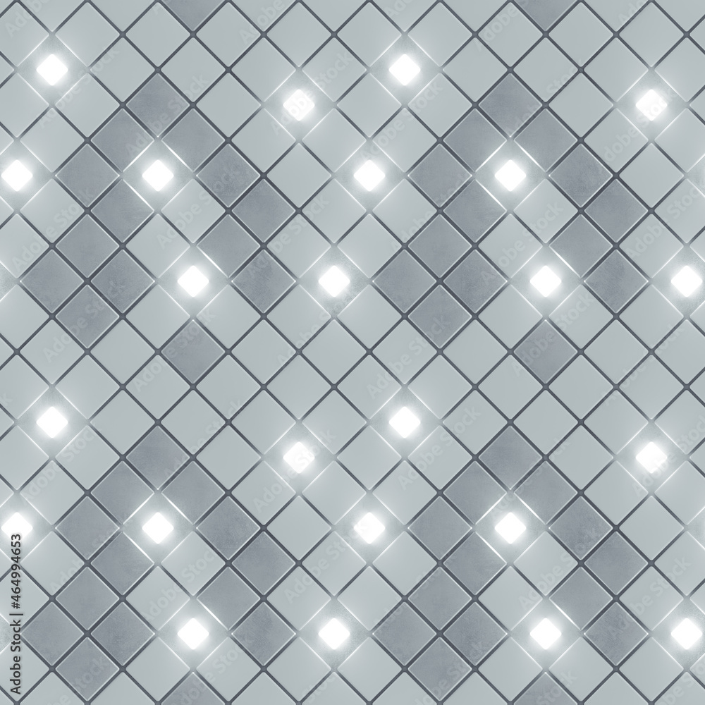Poster seamless pattern of concrete and illuminating cubes 3d render