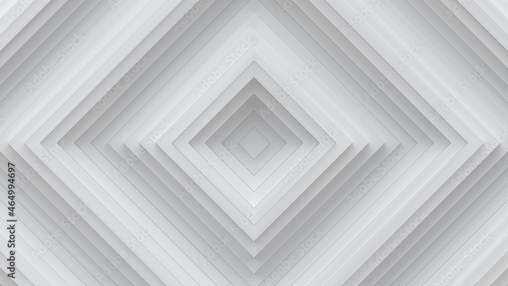 Poster white concentric rhombs with ripple effect 3d rendering