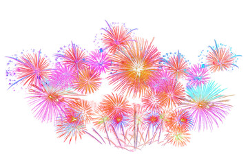 beautiful firework display set for celebration happy new year and merry christmas and  fireworks on white background