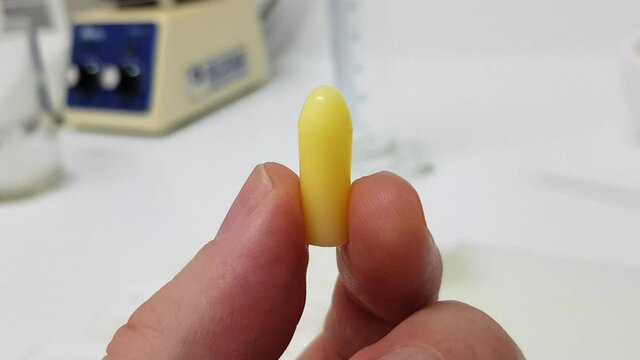 Appearance of a yellow suppository. Pharmacy laboratory 