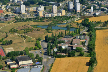 Les Mureaux, France - july 7 2017 : aerial photography of the city