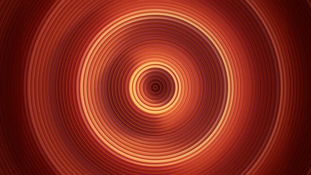 Abstract red circular background. 3D render seamless loop animation