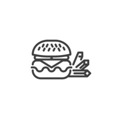 Burger and french fries line icon
