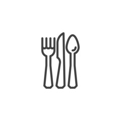 Fork spoon and knife line icon