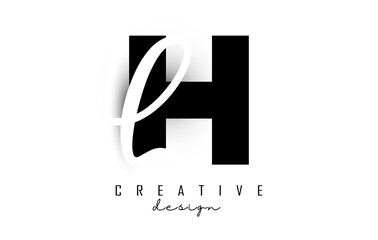 Letters HL Logo with a minimalist design. Letters H and L with geometric and handwritten typography.