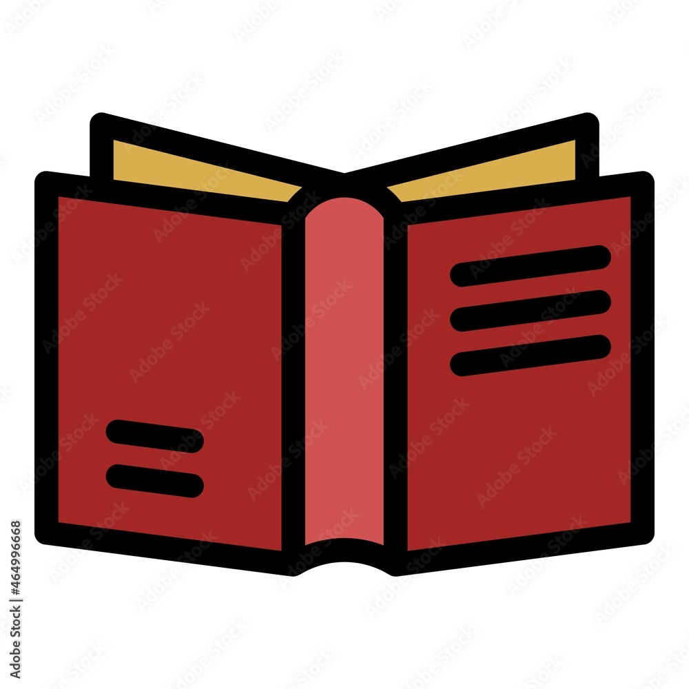 Poster open book back view icon. outline open book back view vector icon color flat isolated