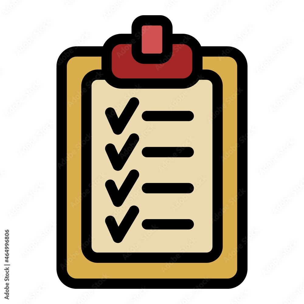 Poster check list icon. outline check list vector icon color flat isolated