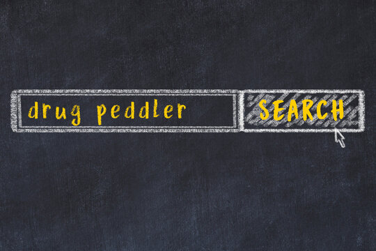 Chalk Sketch Of Browser Window With Search Form And Inscription Drug Peddler