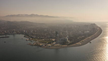 aero view of the city of Batumi from the sea