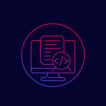 Code review icon, thin linear style