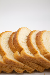 Square dough rectangular white bread Sliced fresh, lots of slices