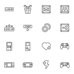 Video game line icons set