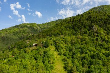 Fototapeta premium Machakhela Gorge from a drone, Adjara, Georgia