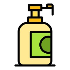 Shower gel icon. Outline shower gel vector icon color flat isolated