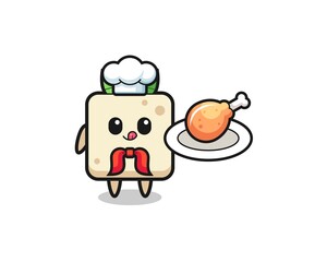 tofu fried chicken chef cartoon character